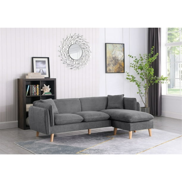 Lilola Home Brayden Light Gray Fabric Sectional Sofa Chaise Com Lilola Home Brayden Light Gray Fabric, Gray Fabric Sectional Sofa
