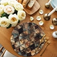 thumbnail image 2 of Brown Teal Geometric Round 15 Inch Placemats Set of 4, Retro Modern Plaid Abstract Art HeatResistant Non Slip Place Mats for Dining Table, Wipeable Braided Kitchen Table Mats for Housewarming, 2 of 9