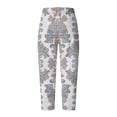 thumbnail image 4 of Taqqpue Womens Linen Pants Loose Floral Prirted Elastic High Waisted Wide Leg Pants Baggy Lounge Pant Comfy Soft Trousers Resort Wear Relaxed Fit Straight Leg Crop Trousers with Pockets, 4 of 5
