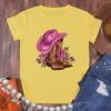 

LoyGkgas Women Western Boots Love Heart Cowboy Hat Graphic T-Shirt-Yellow-M