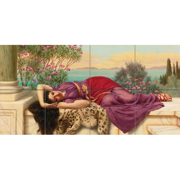 Tile Mural Kitchen Backsplash - Dolce Far Niente I - by John William Godward