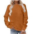 thumbnail image 6 of larppty Fall Fashion Crewneck Sweatshirt Long Sleeve Loose Fit Pullover Tops Drop Shoulder Sweatshirts for Women (Brown, 3XL), 6 of 6