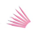 thumbnail image 1 of 6 Pcs/set Stainless Steel Anti-Static Pink Tweezers False Eyelash Makeup Tool, 1 of 8