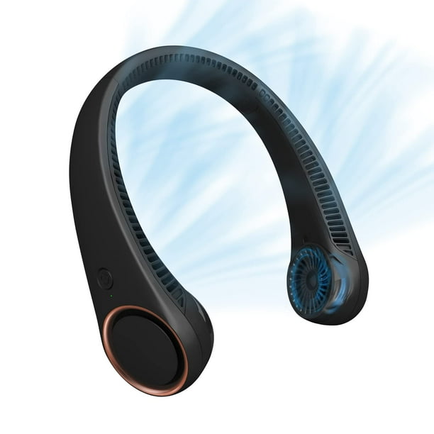 CIVPOWER Ventilador de cuello: Ventilador portátil sin aspas recargable con refrigeración personal para el cuello, manos libres, 3 velocidades, batería de 4000 mAh, diseño de auriculares portátiles op