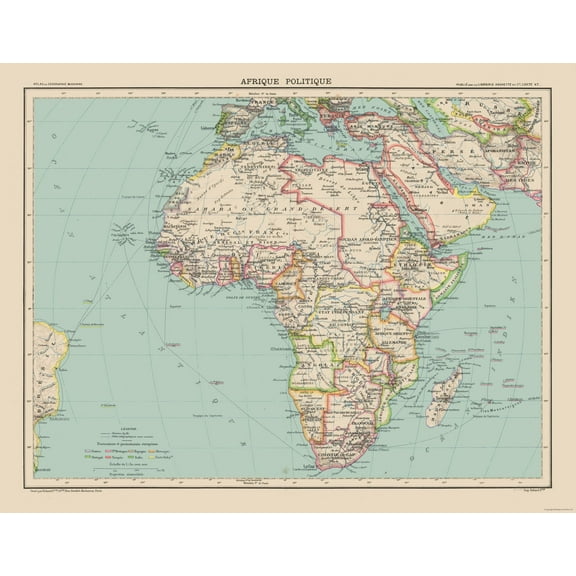 Historic Map - Africa Political - Schrader 1908 - 29.42 x 23 - Vintage Wall Art
