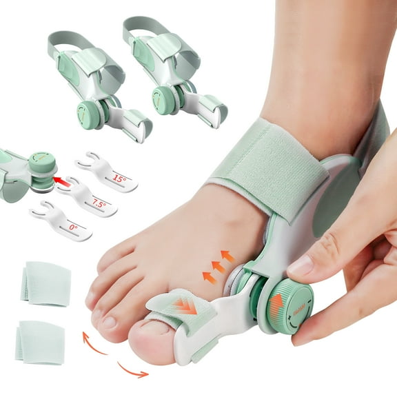 EliaValth Bunion Corrector for Women, Adjustable Big Toe Brace with Knob & Angled Plates, Toe Alignment Support for Hallux Valgus Relief, Medium Size, 2 Pack