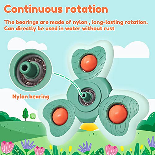 4 Pcs Vanmor Baby Suction Cup Spinning Top Toys,Spinner Toys for Babies,Suction Baby Toys,Stress Relief Frisbee Sensory Toys&Best Gift for Toddlers 1-3