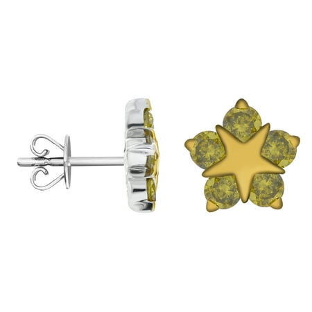 Diamond Shaped Table Jewels Star Shaped 0.81 Carat Yellow Diamond Stud Earrings Crafted in 925 Sterling Silver - Prism Jewel ()