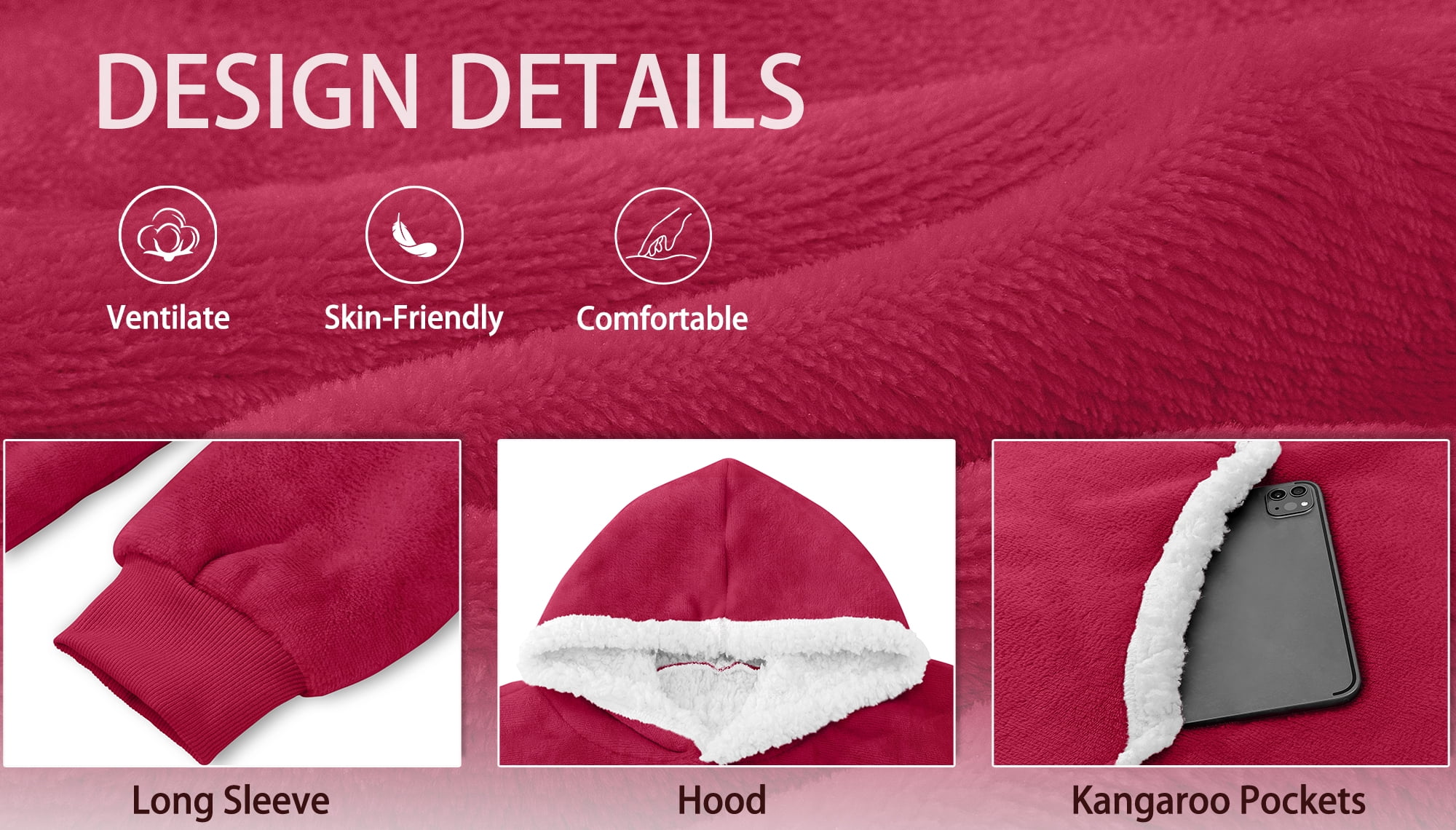 Fantaslook Wearable Blanket Hoodie for Women and Men, Oversized Sherpa Fleece Blanket Sweatshirt with Sleeves & Pocket