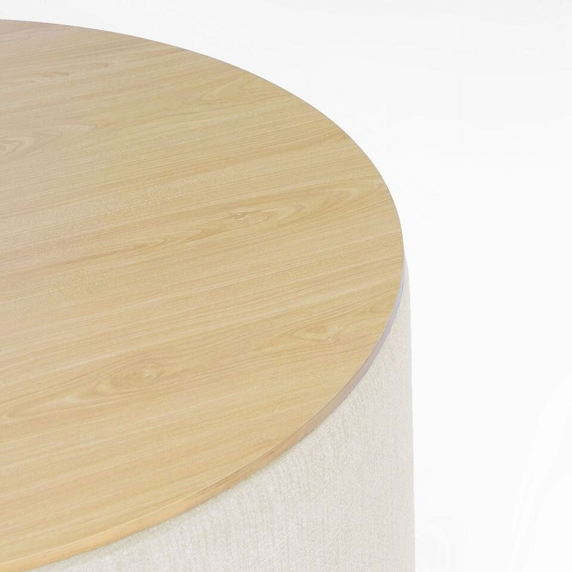 HomePop Large Modern Round Storage Ottoman with Wood Lift-Top Lid, Light Gray/Natural