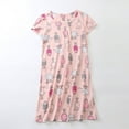 thumbnail image 4 of Defitshape Women's Short Sleeve Nightgown Cute Crew Neck Nightwear Sleepshirt Mini Sleep Lounge Dress Printed Patterned Sleepwear Cartoon Cotton Pink Sheep Large, 4 of 4