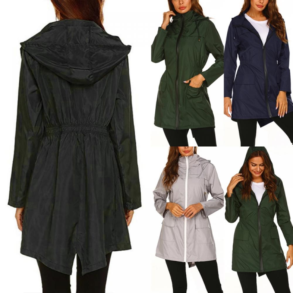 Wisremt Raincoat Women Waterproof Long Hooded Trench Coats Lined Windbreaker Travel Jacket S-XXL - image 4 of 11
