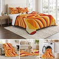 thumbnail image 6 of Twin XL Quilt Set 68''x98'', Orange Yellow Lightweight Summer Bedspread Coverlet Set with 2 Pillow Shams, Modern Ombre Abstract Aesthetic Art Breathable All Season Quilt Bedding for Dorm/Guest Room, 6 of 9