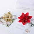 thumbnail image 4 of 10Pcs/Set Christmas Artificial Flower Glitter Leaves Red Golden Silver-color Layered  Tree Wreath Decoration Fake Flower Photo Props, 4 of 10