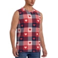 thumbnail image 2 of Fotbe Heart Plaid Men's Camiseta sin Mangas Estampada para Hombres, Playera Casual para Gimnasio, Entrenamiento, Playa-Large, 2 of 7