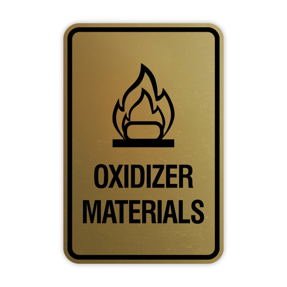 Signs ByLITA Portrait Round Oxidizer Materials Sign (Brushed Gold ...