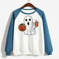 thumbnail image 5 of Women's Halloween Sweatshirt Cute Ghost Graphic Blocking Pullover Tops Funny Novelty Pumpkin Print Crewneck Long Sleeve Sweatshirts, 5 of 6