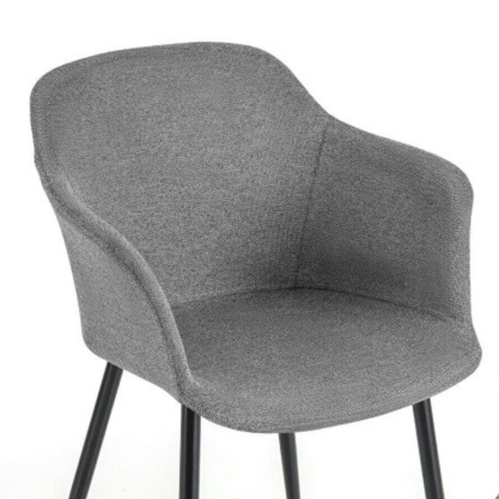 Demi Bonn Set of 2 Upholstered Dining Chair with Ergonomic Backrest Design, Modern Living Dining Room Arm Chairs, Gray