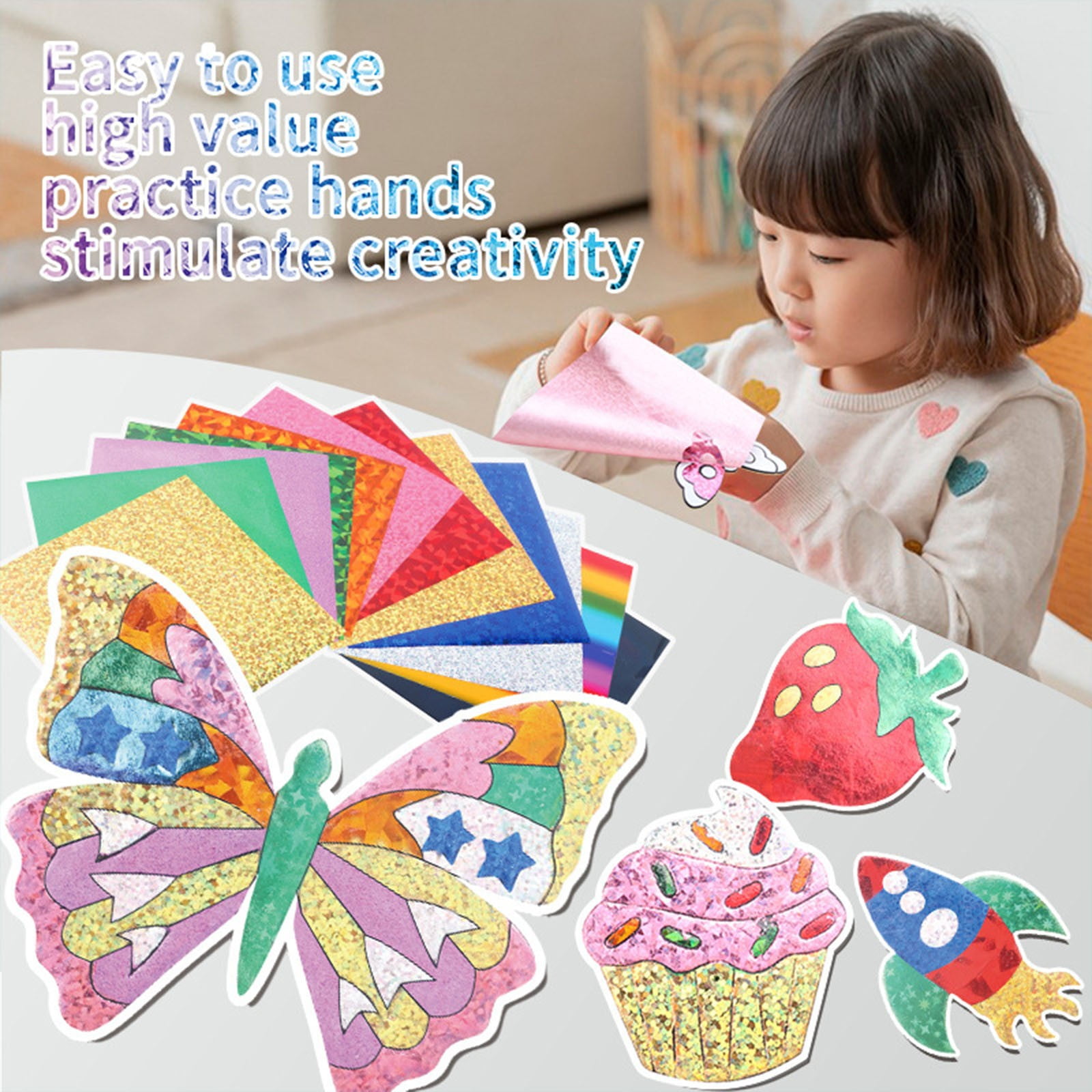 YUNAFFT Foil Art Kit for Kids - Foils Fun Craft Kits & Supplies, Foil Foam Stickers Art Craft Activity, Creative Activity Birthday Christmas Gift Travel Toys