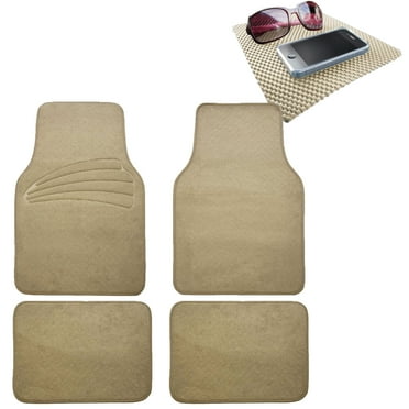 FH Group Universal Fit Carpet Car Floor Mats Beige 4pcs w/ Dash Mat