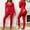 Red, variant on BONIXOOM Family Christmas Pajamas Matching Sets Pajamas For Women Sleepwear Button Short Sleeve Solid Jumpsuit Red XL
