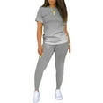 thumbnail image 2 of Gomelly Ladies Two Piece Outfit Gradient Sweatsuits Bohemian Jogger Set Women Boho Fitness Lounge Sets Crew Neck Tracksuit Grey L, 2 of 4