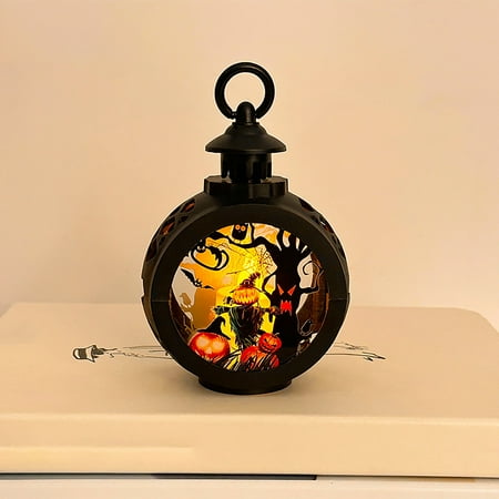 

Linjieee7 Pumpkin Retro Handheld Small Wind Light LED Nightlight Candle Desk Lamp Holiday Pretty Christmas Ornament