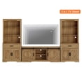 thumbnail image 6 of WAMPAT Farmhouse Entertainment Center with Bookshelf for TVs up to 75",Mid Century Modern TV Stand with 73"H Tall 5-Tier Bookcase with Open Storage and Barn Doors for Living Room,Bedroom,Walnut, 6 of 7