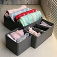 thumbnail image 2 of 3-Piece Foldable Drawer Organizer Set | Non-Woven Fabric Storage Box for Small Clothing Items | Closet & Drawer Dividers for Underwear, Bras, Socks | Black, 2 of 6