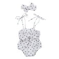 thumbnail image 1 of Seyurigaoka 2Pcs Baby Summer Wear, Pineapple/Polka Dot Romper + Bowknot Headband, 1 of 6