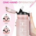 thumbnail image 4 of LAICAIW 32 oz Water Bottles with Time Marker BPA Free Sport Drinking Bottle with Straw, Dishwasher Safe Lock Cover Leakproof Motivational Water Bottle Non-Toxic Canteen Bottle (Pink Rose), 4 of 7