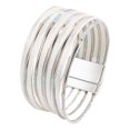 thumbnail image 2 of Pulsera rígida para mujer de cuero sintético PU, duradera, versátil, fácil de usar, multicapa. Blanco, 2 of 9