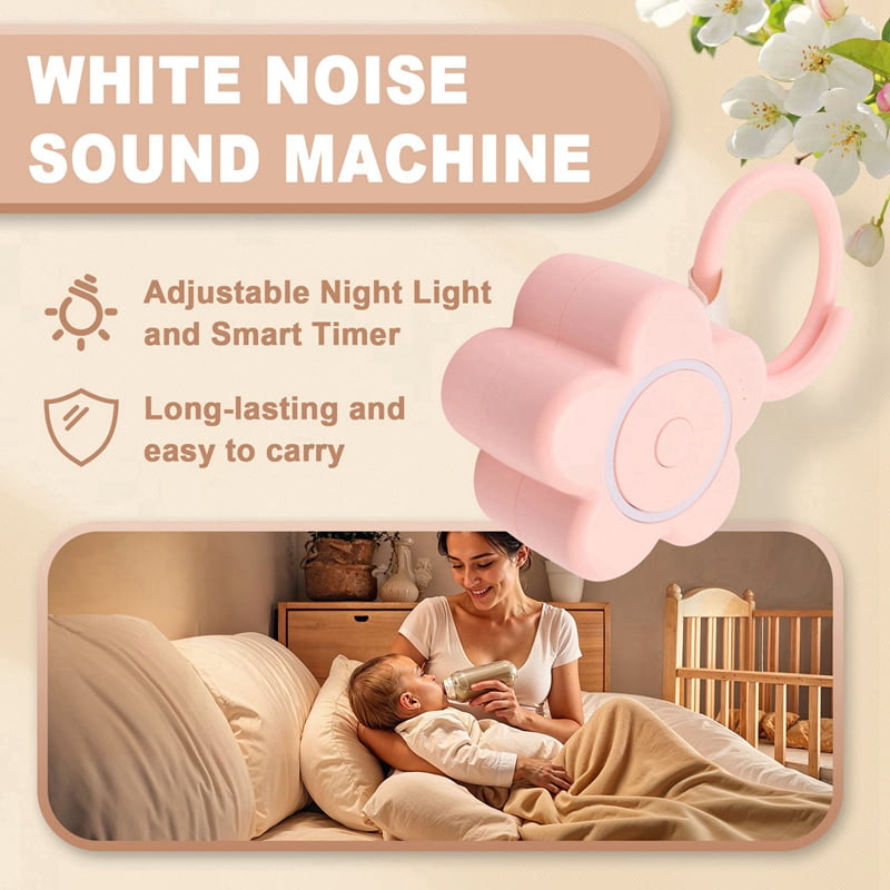 Portable White Noise Machine Rechargeable Travel Baby Sound Machine with Night Light, Timer and Volume Control