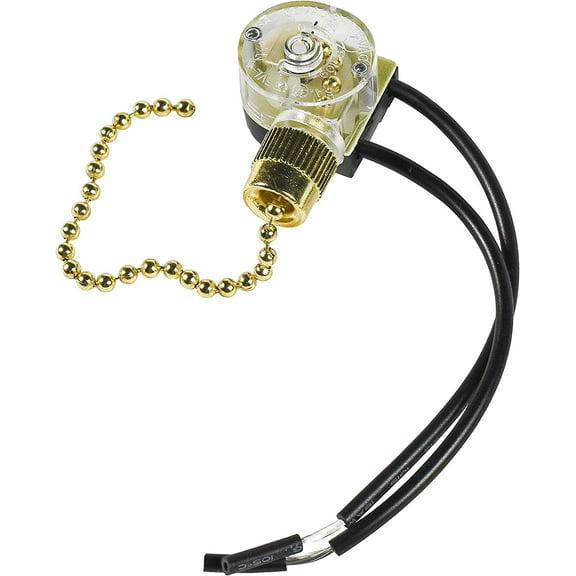 HQRP Ceiling Fan Switch Compatible with Zing Ear ZE-109, Canal CS20-5220-DP, Sun-Lite J-101, Gardner Bender GSW-31 2-Wire Pull Chain Fan Light Switch With 2 Pre-Installed Wires, UL Listed