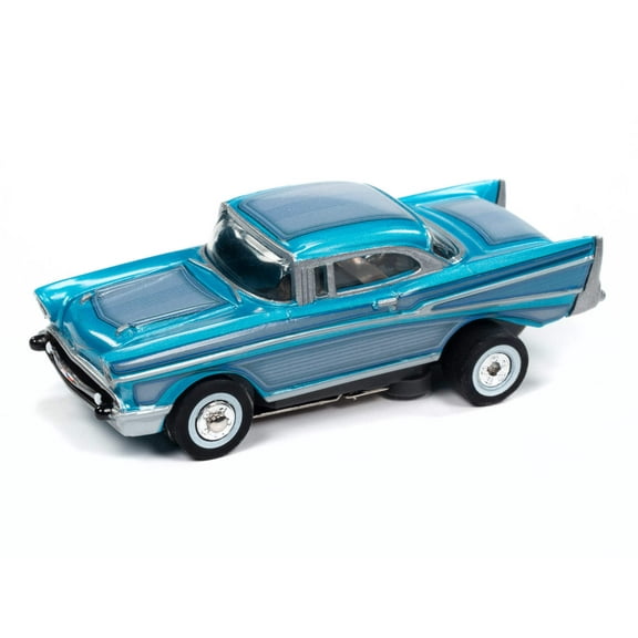 Auto World Thunderjet SC411-3B 1957 Chevrolet Bel Air Lowrider (Aqua) HO Scale Slot Car