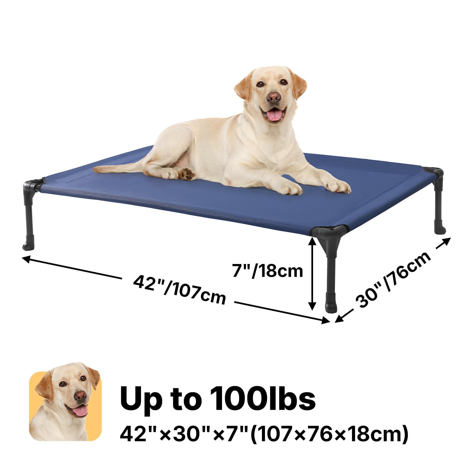 Elevated Dog Bed  Portable Raised Pet With Washable & Breathable Mesh No-slip Feet Durable Cots For Indoor Outdoor Use Large Cwc1803-l