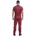 thumbnail image 2 of Sxiwei Men's Blend Work Coveralls Short Sleeve Jumpsuit Multiple Pockets Zipper Overalls Workwear Burgundy M, 2 of 6