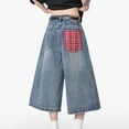 thumbnail image 4 of COSFO Comfort Waist Jeans for Men Solid Casual Wide Leg Capris with Pockets Stretch Baggy Mens Denim Pants, 4 of 9