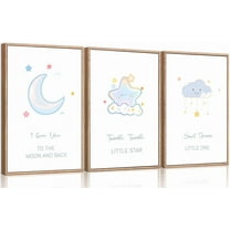 Cartoon Style Moon and Stars Nursery Decor Poster Neutral Baby Room Wall Art Nursery Classroom Wall Decor Canvas Print Posterfor Boys and Girls Room Home Decoration 12×18in Unframed