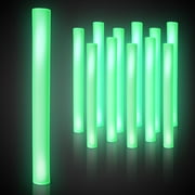 Windy City Novelties LED Foam Sticks - 12 Pack, 16", 3 Light-Up Modes for Weddings & Concerts (Green)