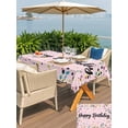 thumbnail image 4 of Outdoor Tablecloth with Umbrella Hole and Zipper, Happy Birthday Rectangle Table Cloth 54x80 Inch Waterproof Tablecloth, Pink Modern Abstract Art Picnic Table Cover for Patio Camping, 4 of 7