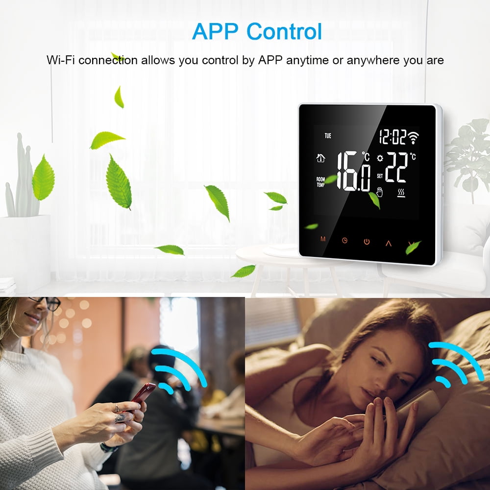 Wi-Fi Smart Thermostat Digital Temperature Controller APP Control LCD  Display Touch Screen Week Programmable Electric Floor Heating Thermostat  for Home School Office Hotel 16A - Walmart.com