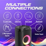 PHILIPS Bluetooth Party Speaker, 120W Battery-Powered Sound System with Portable Handle, FM Radio & LED Lights