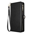 thumbnail image 1 of Leather Wallet Flip Cover for iPhone 15 Pro Max, Multiple Card Slots, Coin Pocket, Zippered Pouch Bag, Removable Wristlet, RFID Blocking Flip Cover, 1 of 4