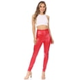 thumbnail image 5 of Sakkas Matte Liquid High Waist Stretch Leggings - Made in USA - Red - Medium, 5 of 6