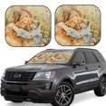 thumbnail image 1 of Vsdgher Girl Hugging Dog Flowers Print Car Windshield Sun Shade, Reflective Sunshade Window Sunshade Sun Visor Protector Fit for Cars,Trucks,SUVs-Large, 1 of 6