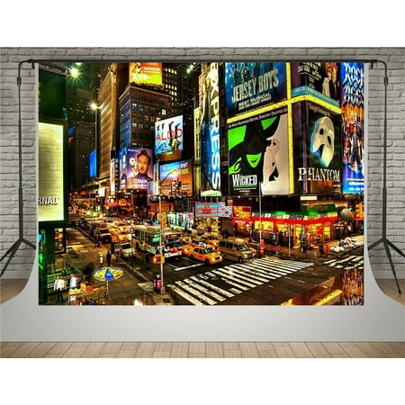 GreenDecor Polyster 5x7ft New York Photography Backdrops Evening Road Photo Background Party Photo