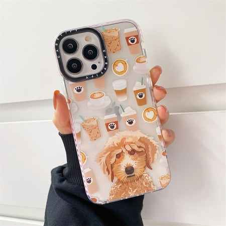 HEIBIN Case for iPhone 13 Pro max- Poodle Coffee Clear Phone case for