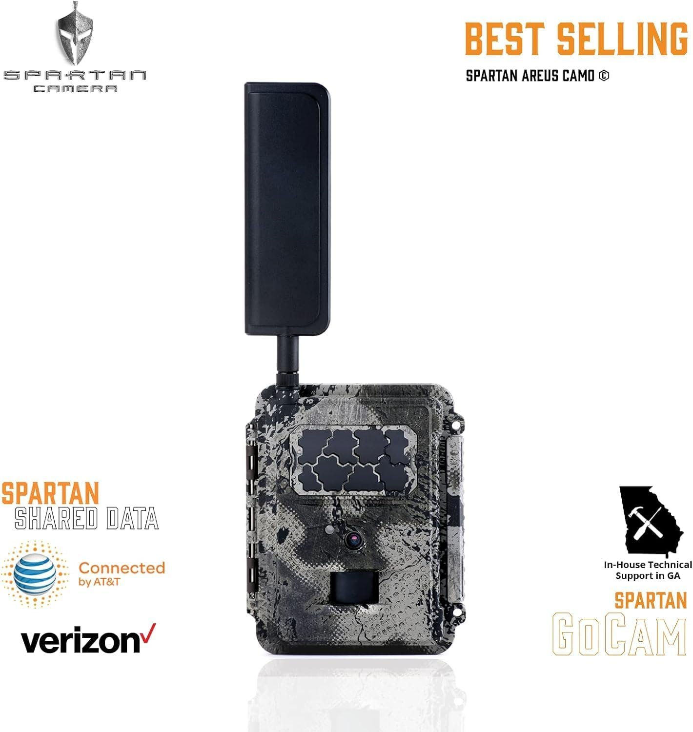 Spartan Camera Gocam 4G LTE Trail Camera, Free Roaming, Remotely Update Settings, HD Video, Photo, Blackout Flash, Hunting, Security, Surveillance + 32GB SD Card AT&T