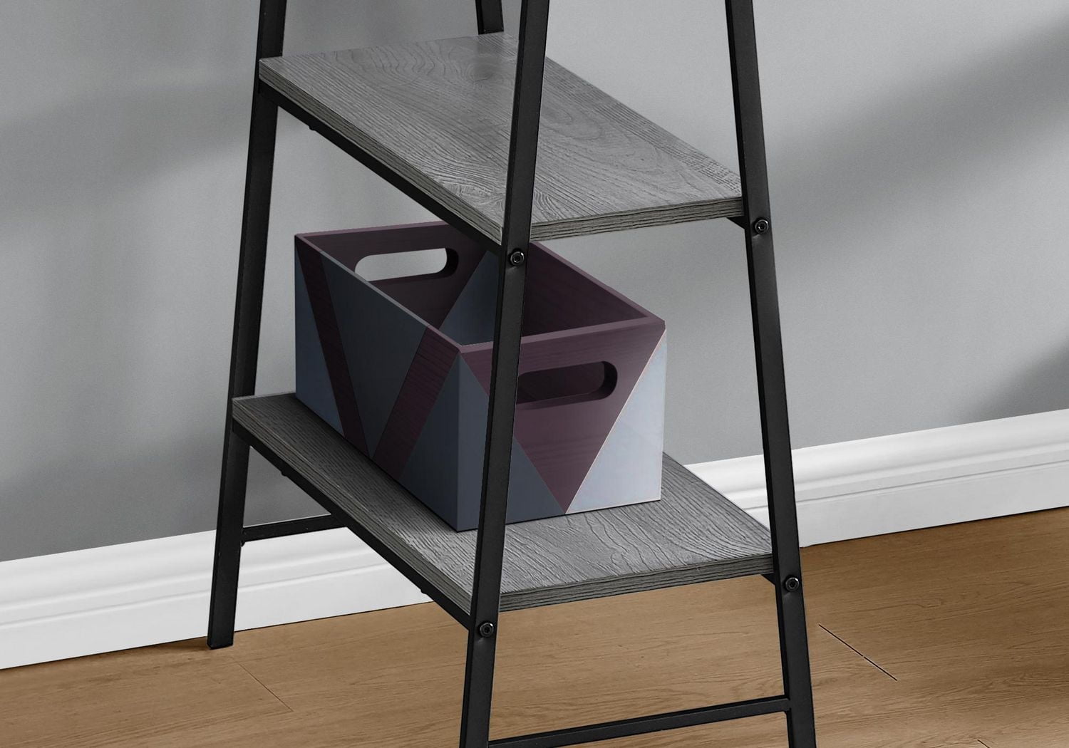 Monarch Specialties Computer Desk, Home Office, Laptop, Storage Shelves, 48"l, Work, Metal, Laminate, Grey, Black, Contemporary, Modern